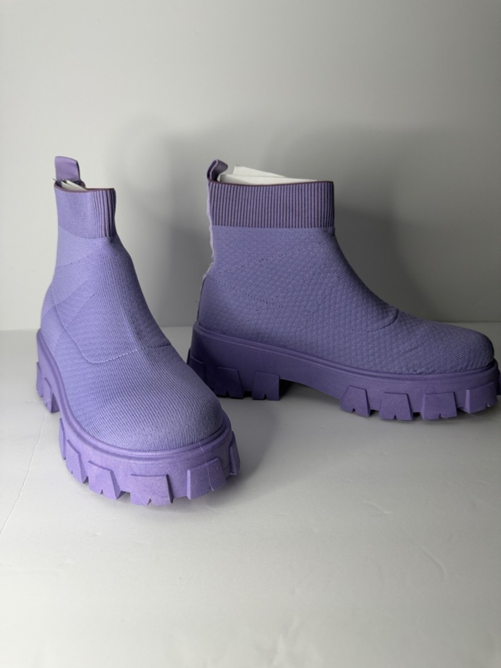 Cape Robbin Lavender Chunky Knit Chelsea Booties - Picture 4 of 5